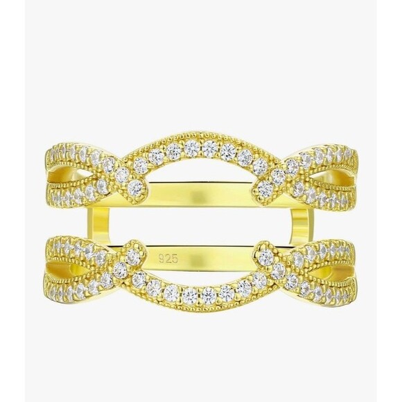 blongme Jewelry - NEW! Gold Plated 925 Sterling Silver Wedding/Engagement Ring Enhancer, Size 8
